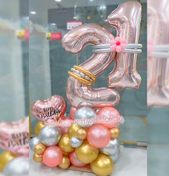 Number Organic Rose Gold Balloon Centerpiece